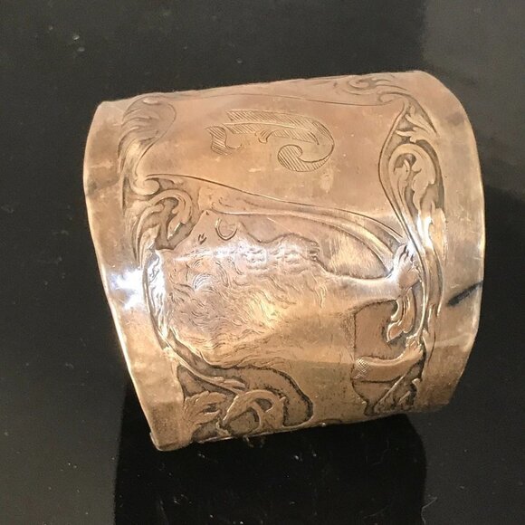 Sterling Spoon Ring Cuff Bracelet 925 Silver Lion Baroque Rococo Medieval Armor - Picture 9 of 11